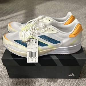 Adidas Adizero Adios 6M White Blue Orange Running Shoes